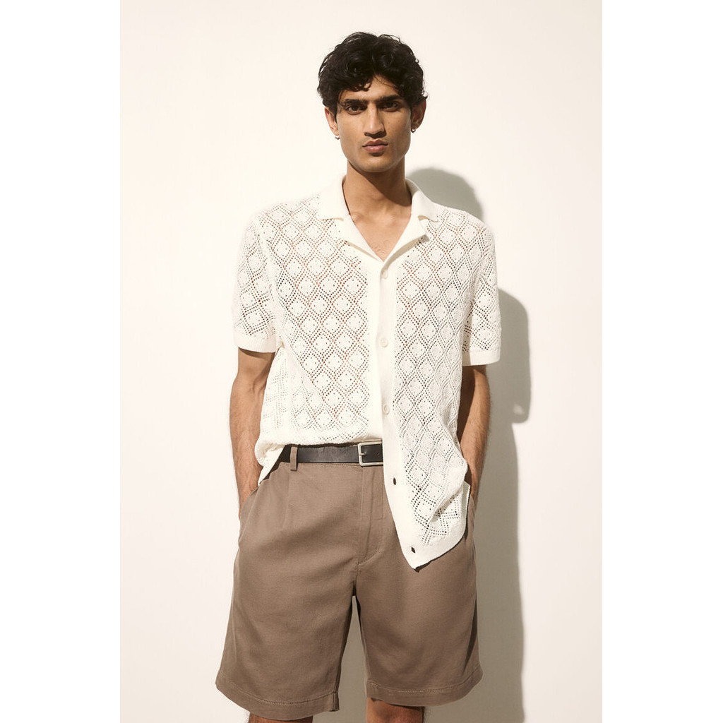 H&M Man Relaxed Fit Linen-blend shorts 1228696_1