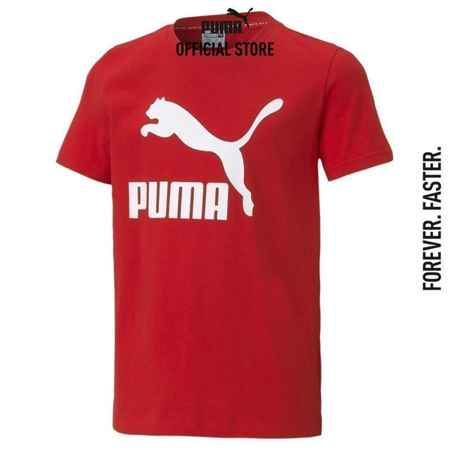PUMA KIDS - เสื้อยืดคอกลมเด็กโต Classics B Tee สีแดง - 53011511