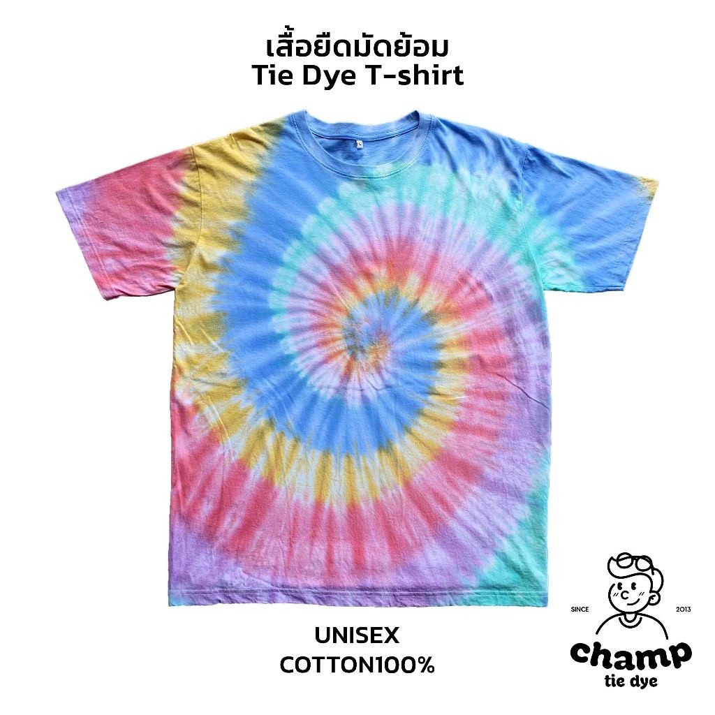 เสื้อยืดมัดย้อม ก้นหอย โอเวอร์ไซส์ คอกลม ไซส์ใหญ่พิเศษ Tie Dye Spiral Oversized kids T-shirt unisex