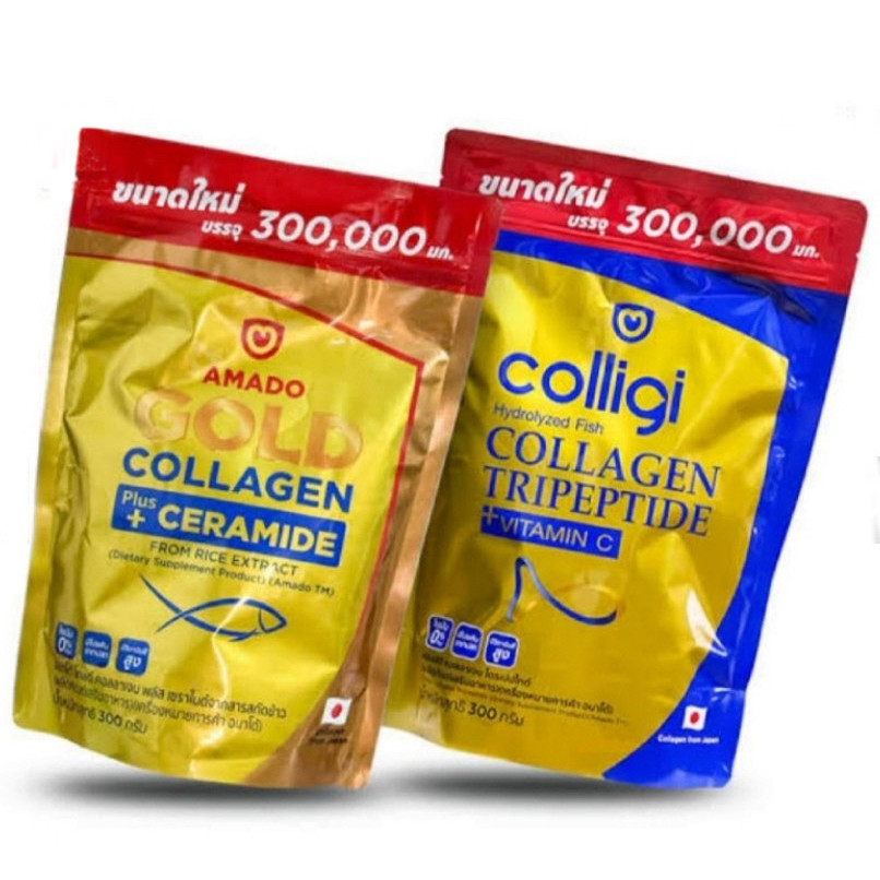 ของแท้ ล็อตใหม่+พร้อมส่ง! Amado-อมาโด้ โกลด์คอลลาเจน 300 กรัม Amado Colligi Collagen 300g