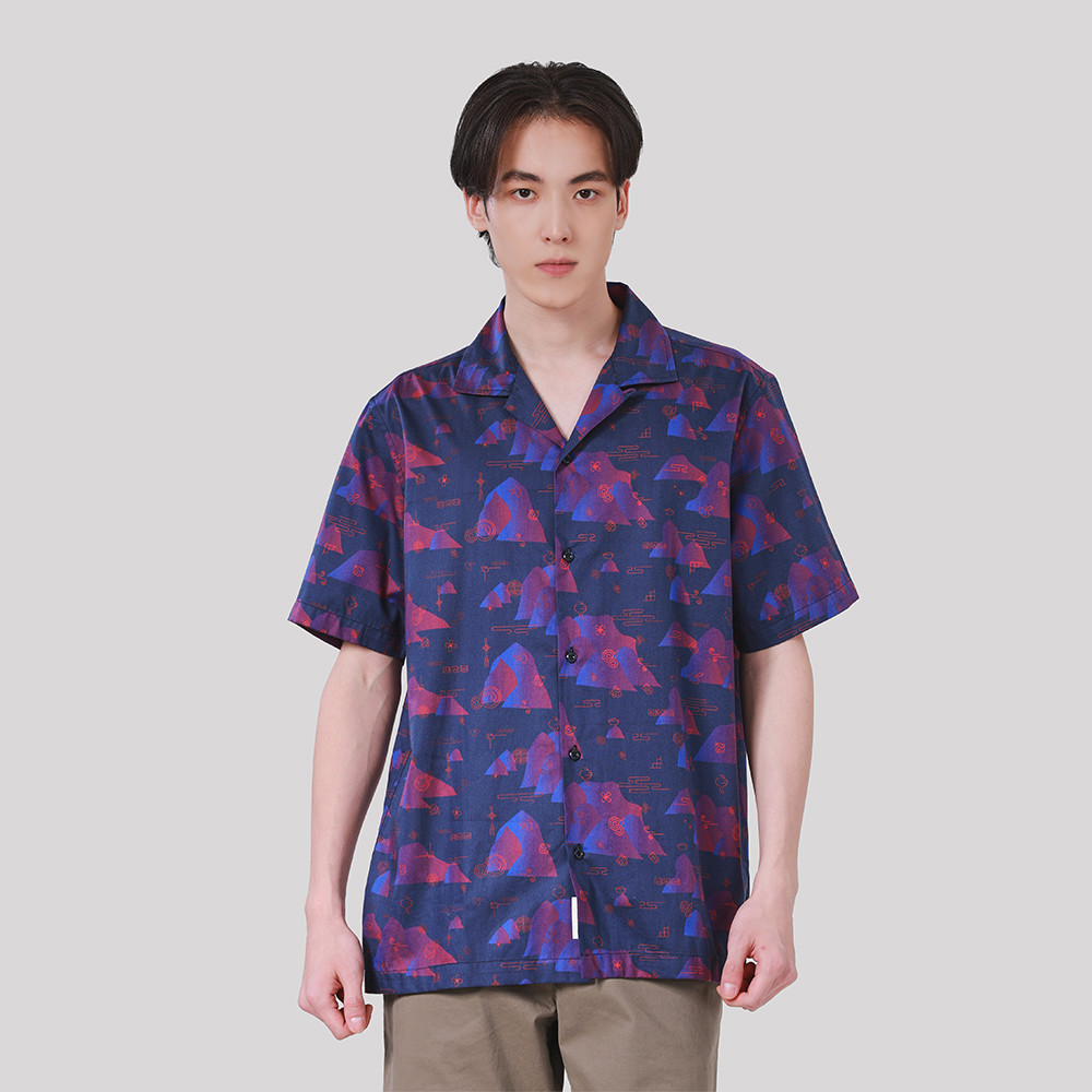 John Henry เสื้อเชิ้ตผู้ชายแขนสั้น ทรงใส่สบาย รุ่น JH S125MSSRL09 - สีม่วง