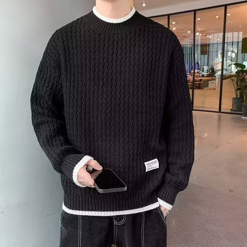 เสื้อสเวตเตอร์ถักหลวมฤดูใบไม้ร่วงและฤดูหนาวของผู้ชาย INS เสื้อแจ็คเก็ตสเวตเตอร์ลำลองสไตล์ฮ่องกง M-3XL~