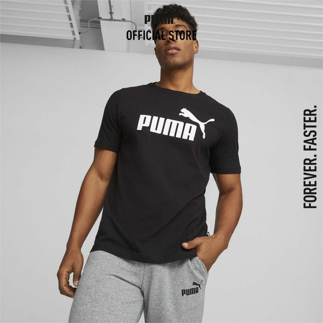 PUMA BASICS - เสื้อยืดผู้ชาย Essentials Logo สีดำ - 58666601