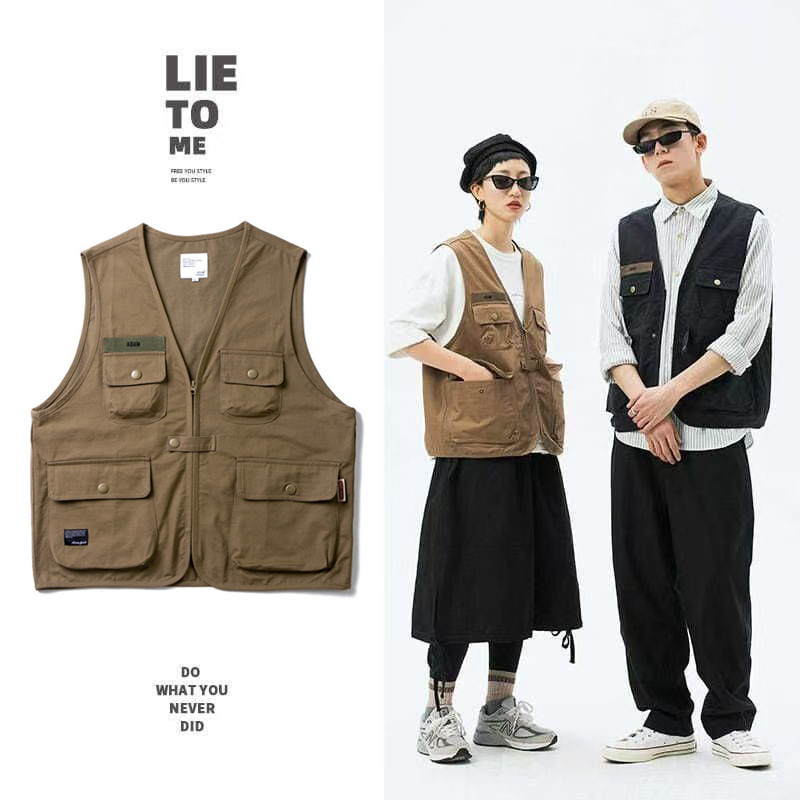 เสื้อกั๊กผู้ชาย แคมป์ปิ้ง แขนกุด มีซิปหน้า เดินป่า เที่ยวเขา 4OYJ