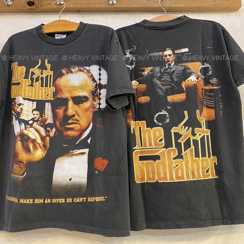 The Godfather 72 legendary movie Bio Washed tag USA  เสื้อวินเทจ เสื้อทัวร์ วงร๊อค heavy vintage shi