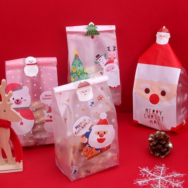 📌แพค48-50ใบ📌ถุงขนมขยายก้น ลายคริสมาสต์ Chirsmas 8.5*22+6cm.​ ถุงหนา​ คุณภาพดี