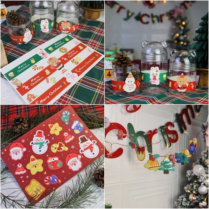 การ์ดตกแต่งสินค้า กระดาษคาด Chrismas คริสมาสต์ 3​ in​1​
