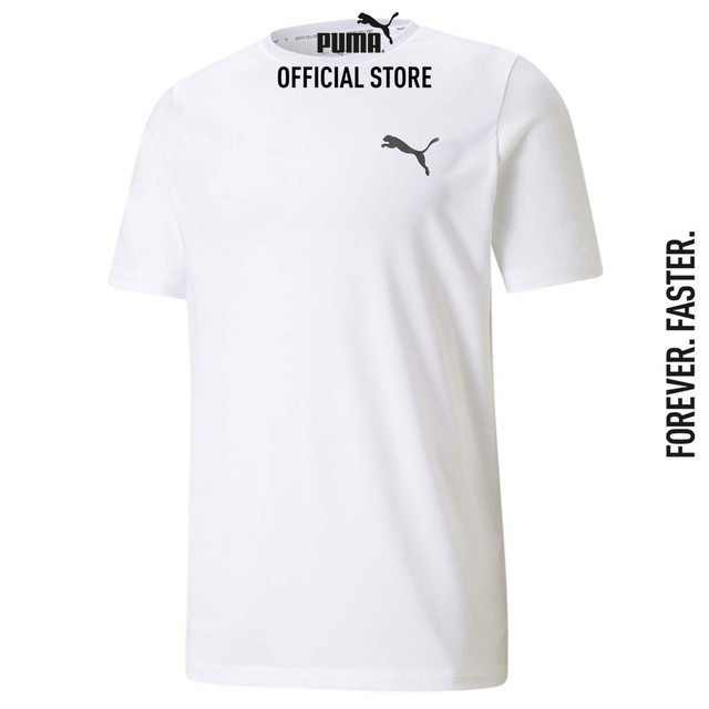 PUMA BASICS - เสื้อยืดคอกลมผู้ชาย Active Small Logo สีขาว - 58672502