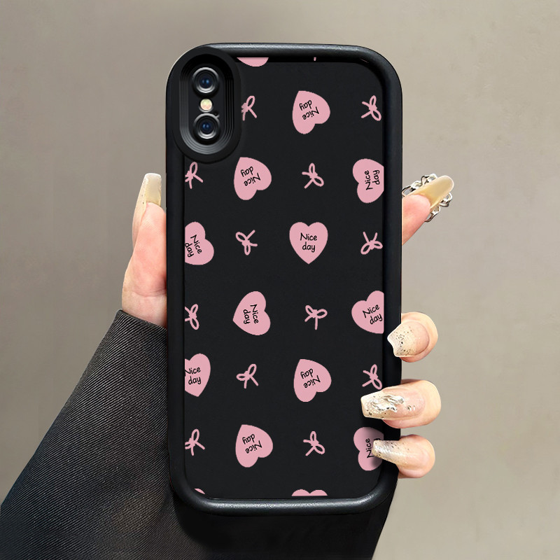 เคสสำหรับ iPhone X Xs Xr Xs Max เคสห่อหุ้มการออกแบบรูปหัวใจกันกระแทกแบบซิลิโคนและเคสนิ่มป้องกันการตก