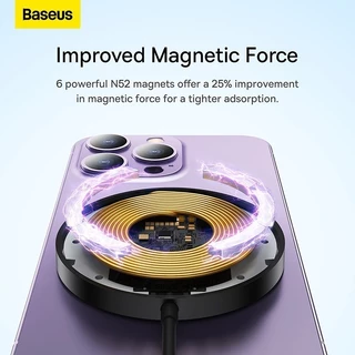 [รองรับ IP 16,17] Baseus แท่นชาร์จแม่เหล็กไร้สาย รุ่น Simple Mini 3 Magnetic Wireless Charger 15W