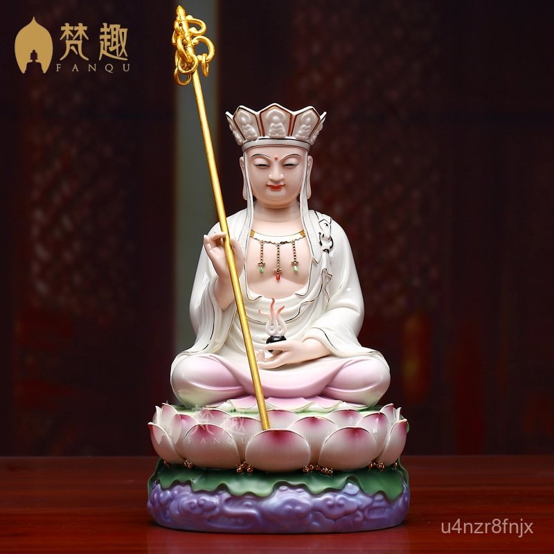 Fanqu Dehua Jizo พระพุทธรูปบ้านในเมืองที่ประดิษฐานภาพวาดตกแต่ง Dehua เซรามิก Xiangyun Jizo King พระโ