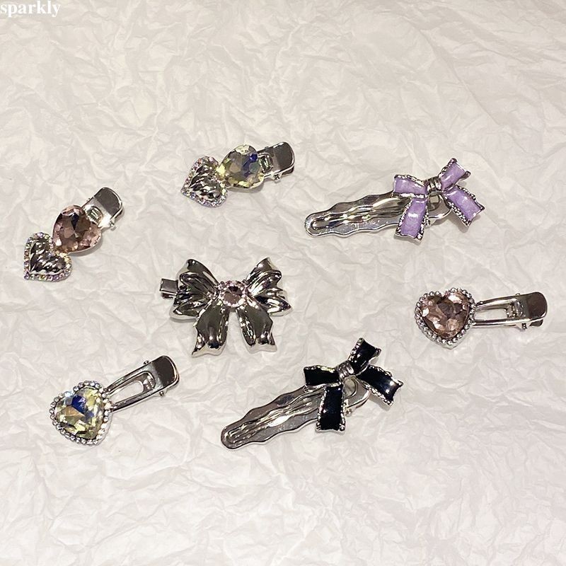 sparkly Rhinestone Heart Bow Knot Hairpin Temperament Entry Lux อเนกประสงค์ Bangs Hairpin