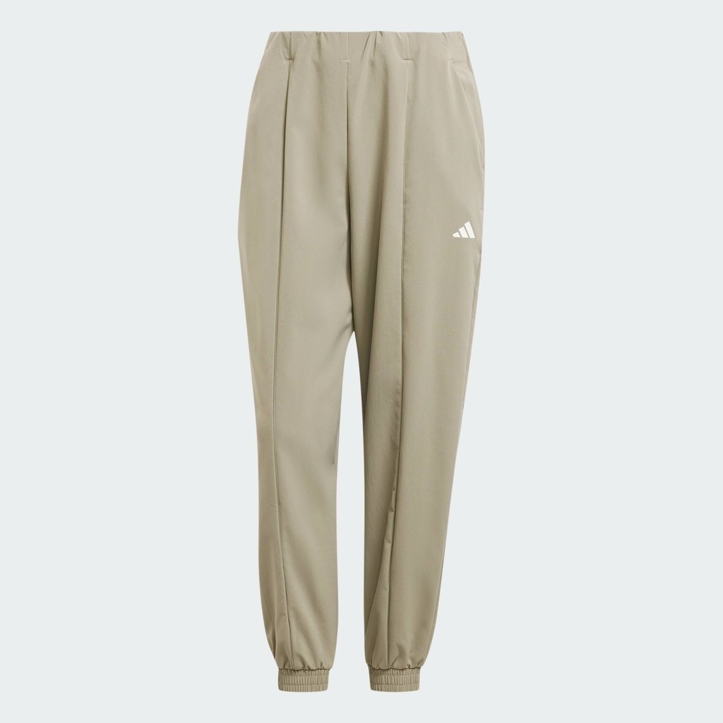 adidas เทรนนิง กางเกงขายาวผ้าทอ AEROREADY Train Essentials Minimal Branding ผู้หญิง สีเขียว IX1032