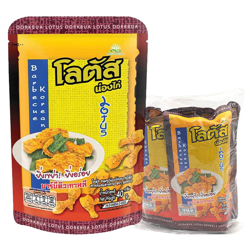 โลตัส ขนมน่องไก่ รสบาร์บีคิวเกาหลี 40 ก. x 4 LOTUS Chicken Stick BBQ Korean Flavor 40 g x 4