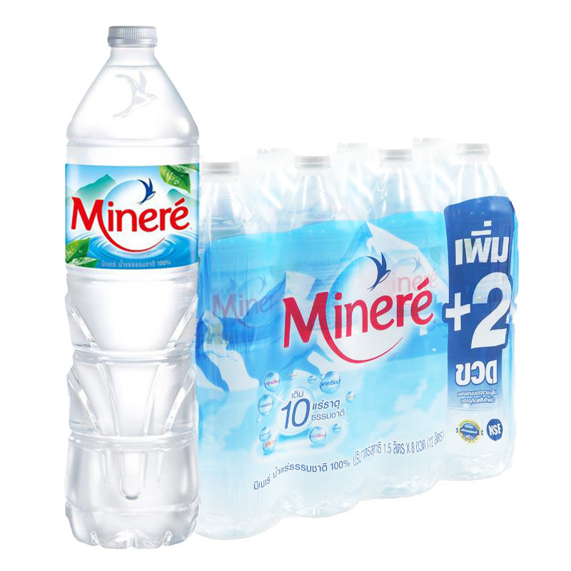 มิเนเร่ น้ำแร่ธรรมชาติ 1.5 ล. x 6+2 MINERE Drinking Water 1.5 l x 6+2