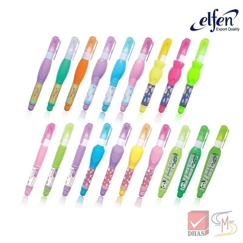 Elfen เอลเฟ่น ปากกาลบคำผิดลายน่ารัก ขนาดเส้น 0.3มม. (คละสี) จำนงน 1 แท่ง