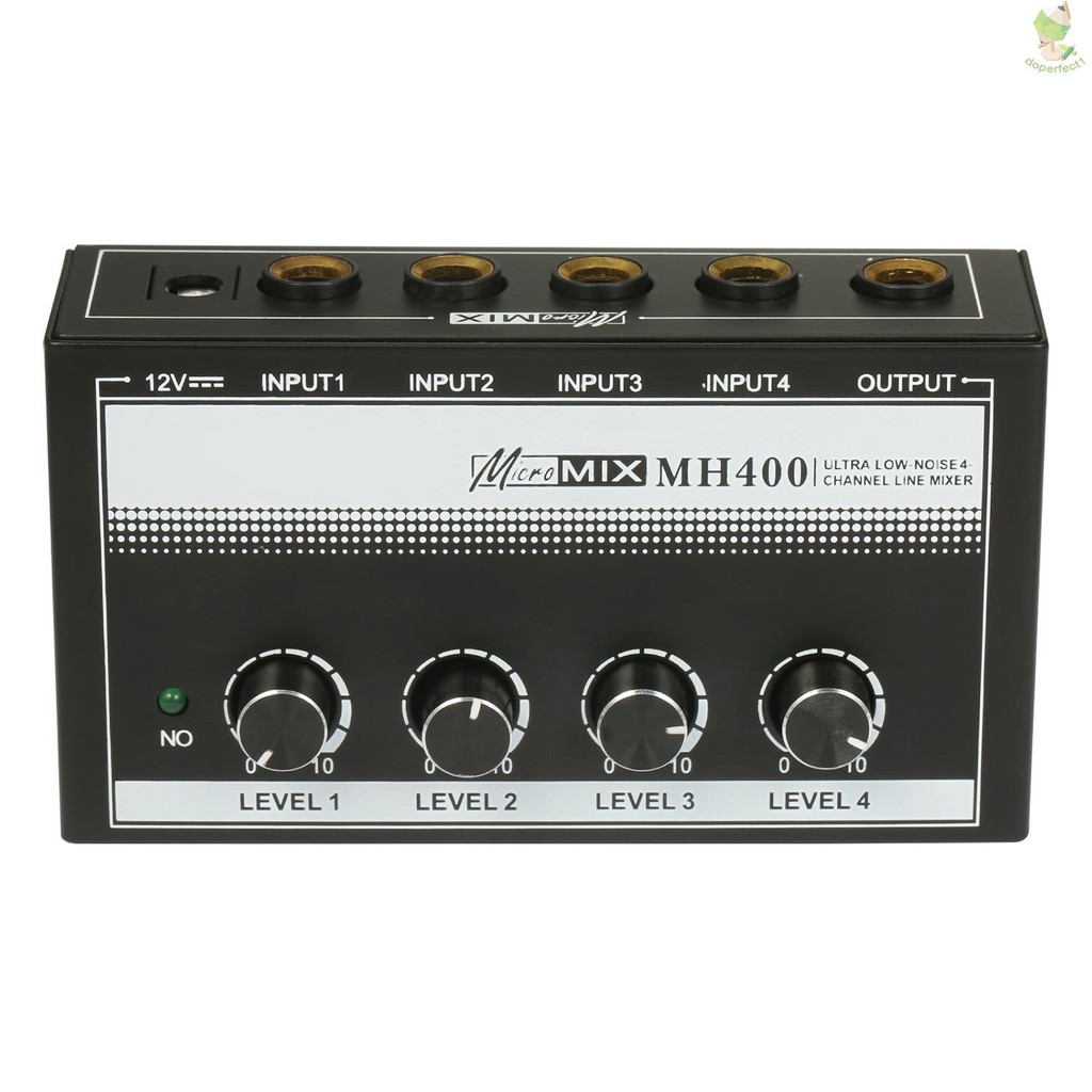 MH400 Ultra Low-Noise 4-Channel Line Mixer Mini Audio Mixer with 1/4-inch TS Inputs & Output Vo