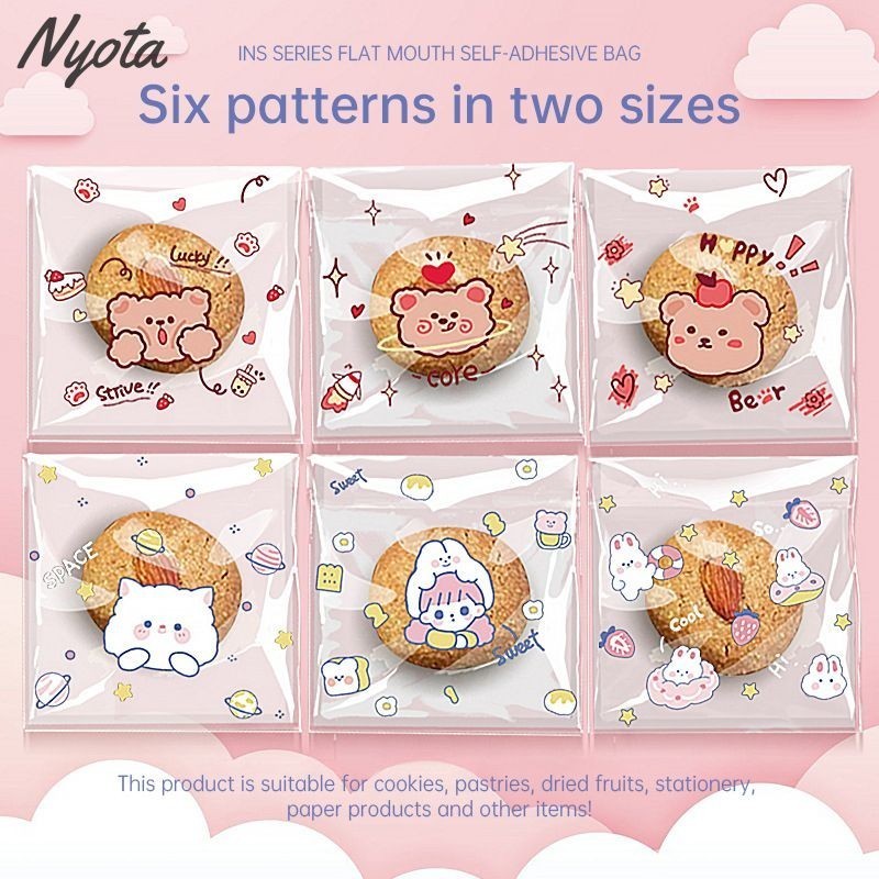 ✨COD✨น่ารักมาก!! ถุงฝากาวใส่คุกกี้ 10x10 (100 ใบ)เลือกได้