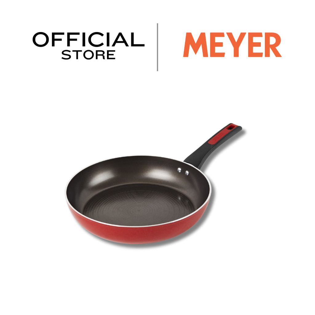 MEYER FORGE.RED กระทะทอดอลูมิเนียม เคลือบผิวลื่นด้วยเมทาลิกสีแดง ด้ามจับซิลิโคน ขนาด 25 ซม. OPEN FRY (22022-T)