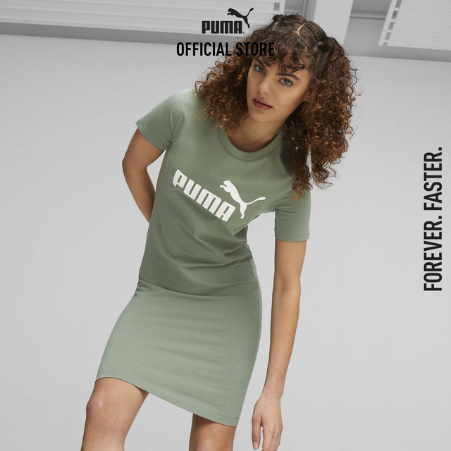 PUMA BASICS - ชุดกระโปรงเสื้อยืดบางเฉียบผู้หญิง Essentials สีเขียว 84834944
