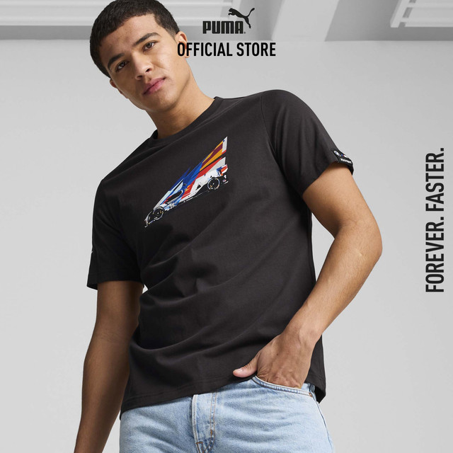 PUMA AUTO - เสื้อยืดผู้ชายลายกราฟิก BMW M Motorsport Car สีดำ 62746701
