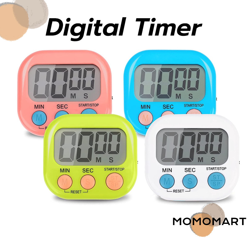 momomart นาฬิกาจับเวลาทำอาหาร หน้าจอ LED มี 2 สี ถ่าน AAA Digital Kitchen Timer