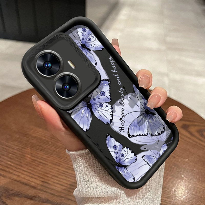 เคสสำหรับ Realme C55 Realme Narzo N55 เคสป้องกันโทรศัพท์ดีไซน์ผีเสื้อ