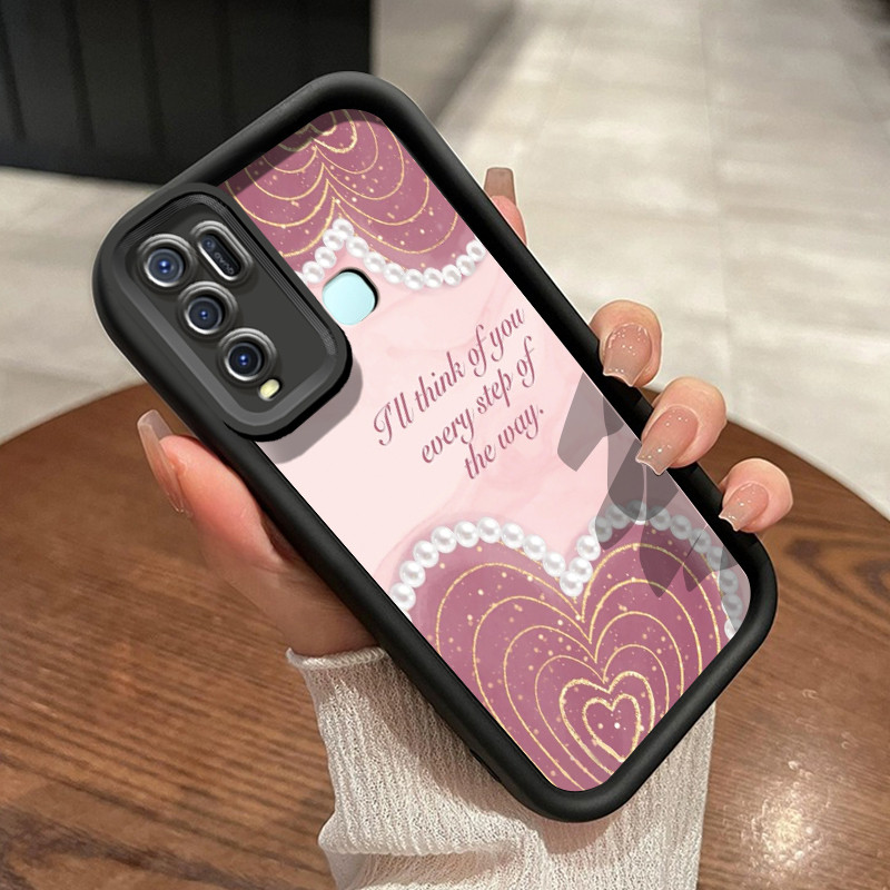 เคสสำหรับ VIVO Y50 VIVO Y30 VIVO Y30i เคสป้องกันโทรศัพท์ตกลายผู้หญิงสีชมพู