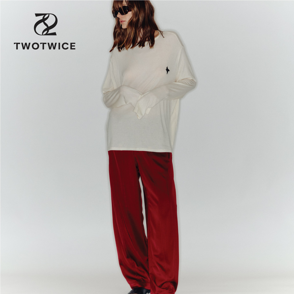 Twotwice - Lightweight Trouser - กางเกงขายาวผ้าทิ้งตัวใส่สบาย มีอะไหล่โลโก้เหล็กที่ปากกระเป๋าด้านหน้า