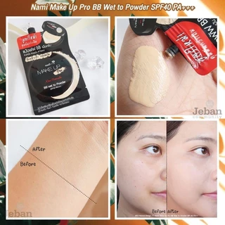 [กล่อง] บีบีซองดำ No.02 แมตต์ ปกปิด คุมมัน กันน้ำ Nami Make Up Pro BB Wet to Powder SPF40 PA+++