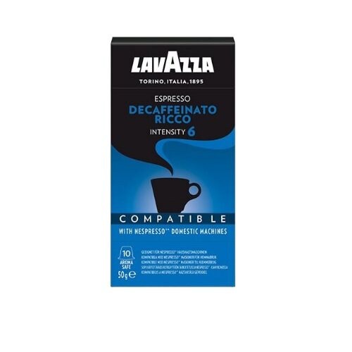 Lavazza Espresso Decaffeinato Ricco Coffee 10Cap ลาวาซซ่า กาแฟความเข้มระดับ6