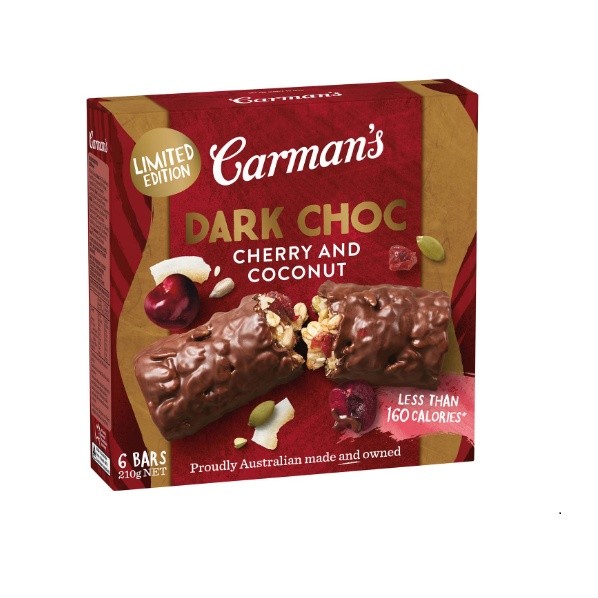 Carman'S Dark Choc Cherry & Coconut Bar 210G โปรตีนบาร์ โปรตีน โปรตีนแท่ง โปรตีนเสริม ขนมโปรตีน