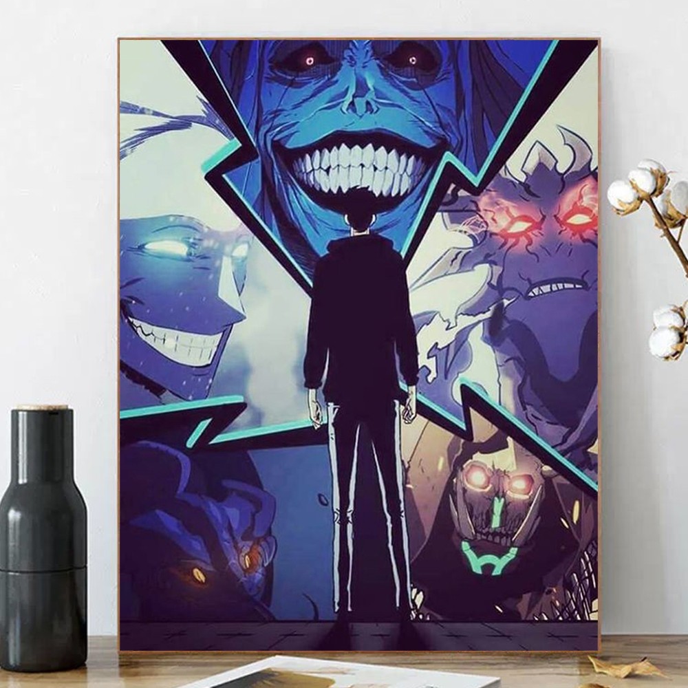 Acandyl ชุดระบายสีตามตัวเลข, Solo Leveling, 40x50 ซม., ภาพวาดดิจิตอล DIY, สีตามหมายเลข Epic Anime Art, ฉาก Heroic วาดด้วยมือ, ตกแต่งบ้าน, ของขวัญที่ไม่ซ้ําใคร