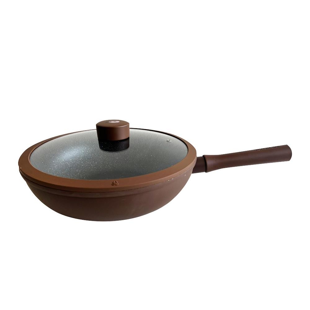 JOYOUNG กระทะลึกพร้อมฝา 30 ซม. JOYOUNG BROWN IH เครื่องครัวและอุปกรณ์ เครื่องครัว DEEP FRYING PAN WI