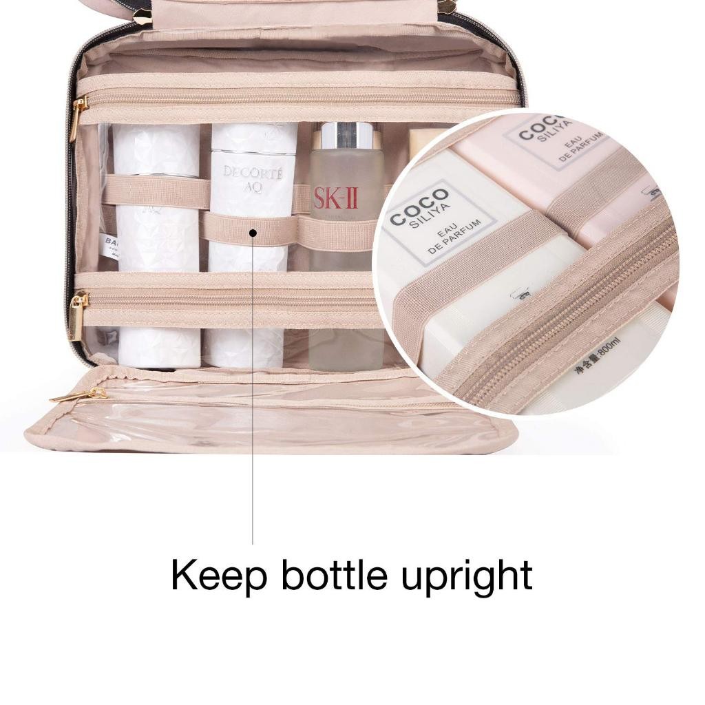 BAGSMART กระเป๋าเครื่องสําอาง แขวน makeup bag กระเป๋าจัดเก็บระเบียบพกพา กันน้ำซิปคู่ กระเป๋าใส่ของอเนกประสงค์