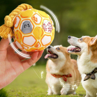 ลูกบอลกัด ของเล่นสุนัข ฟันกัด เชือก กระดิ่ง เสียง ตุ๊กตา สัต…