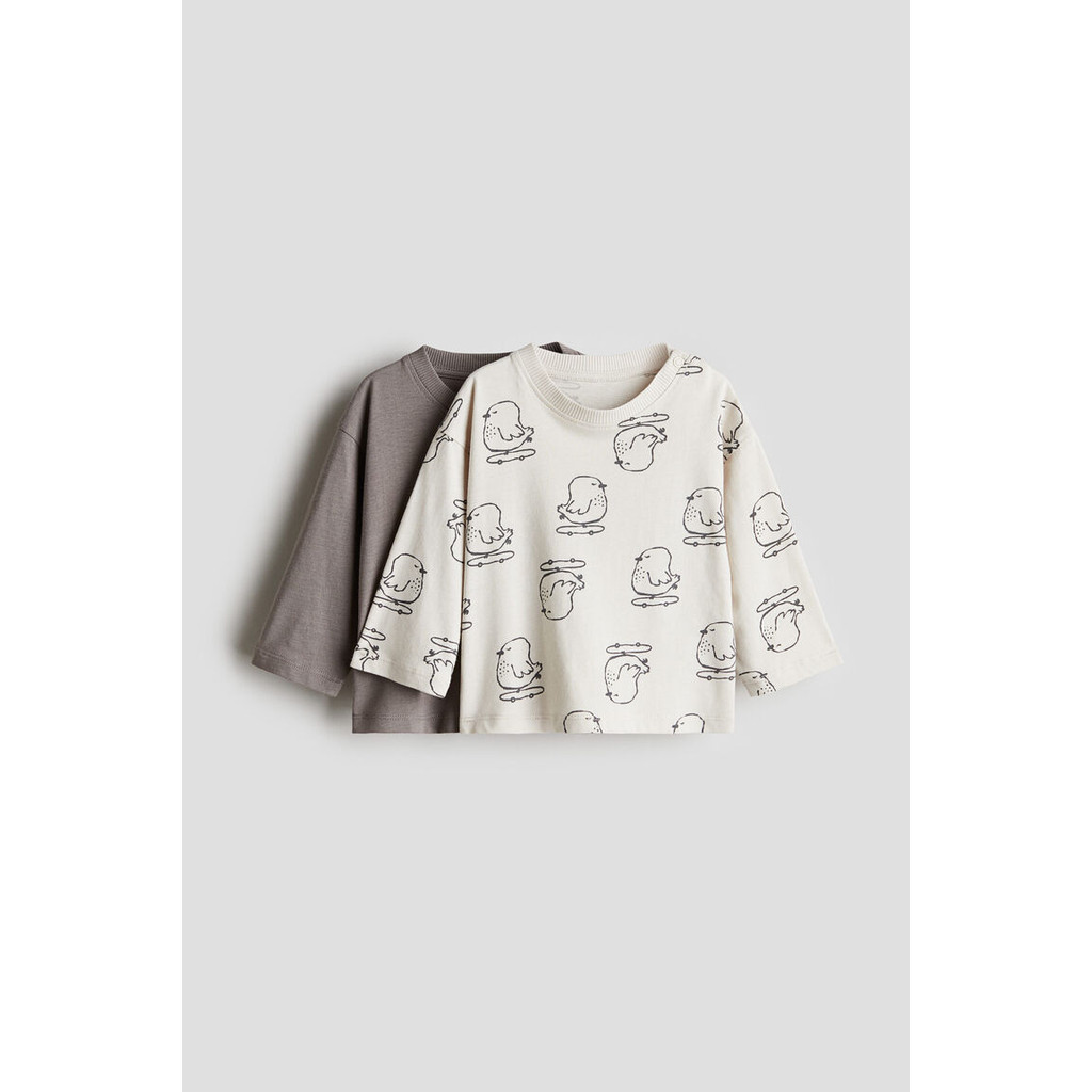 H&M เด็กอ่อน 2-pack cotton jersey tops 1265900_1
