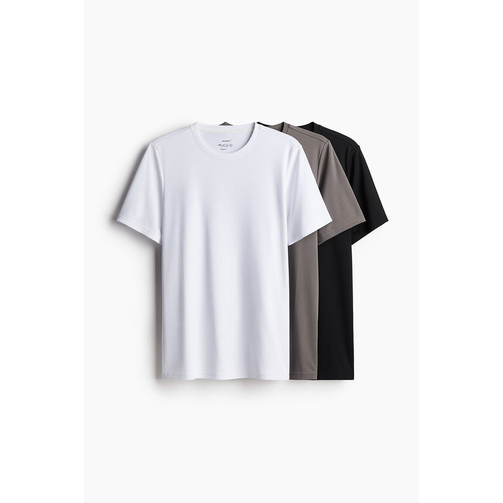 H&M(เอชแอนด์เอ็ม) ผู้ชาย เสื้อยืดกีฬาผ้า DryMove™ แพ็ค 3 ชิ้น 1198468_2 - รูปที่ 2