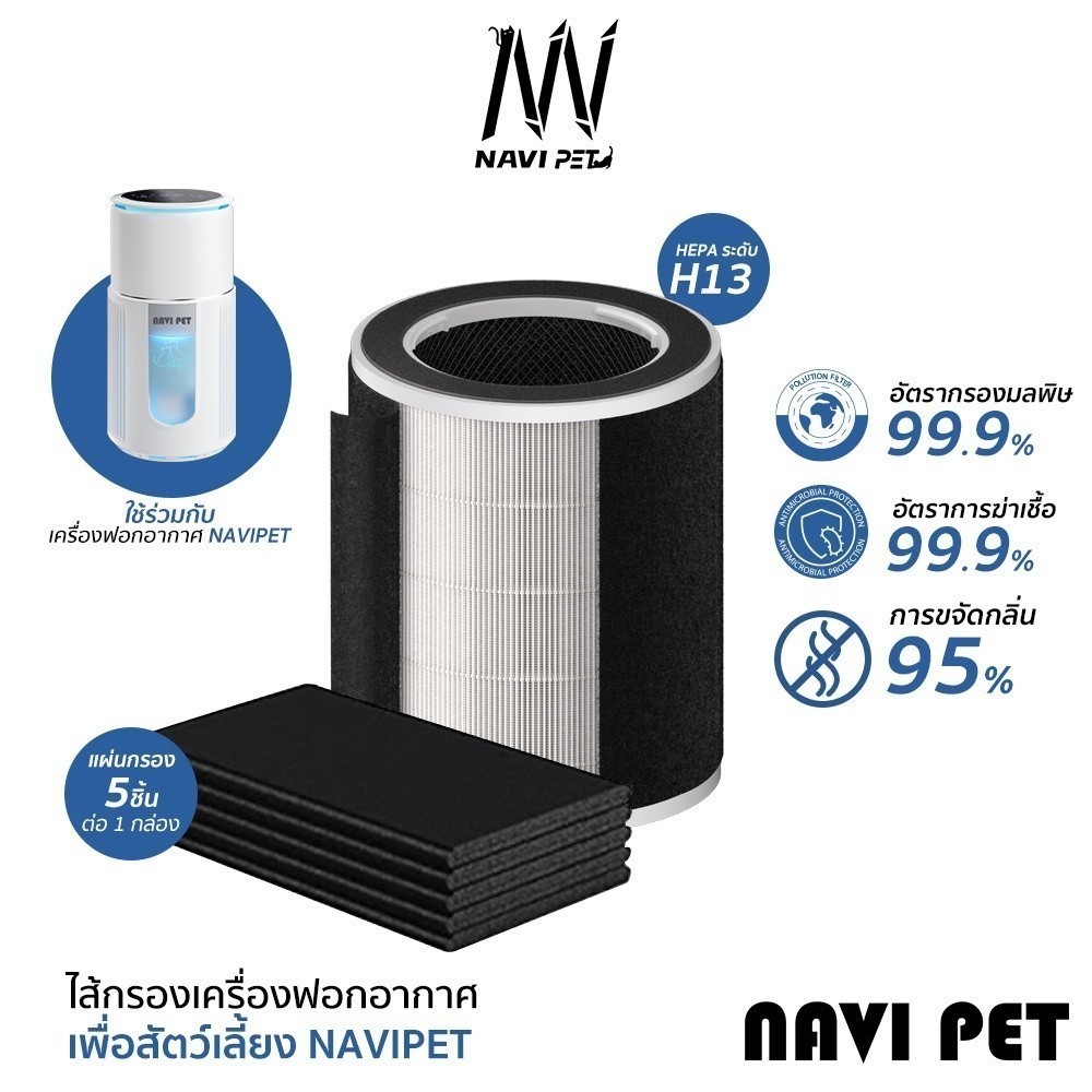 navipet ไส้กรองสำหรับเครื่องฟอกอากาศ Navipet  Air Purifier เครื่องฟอกอากาศ PM2.5