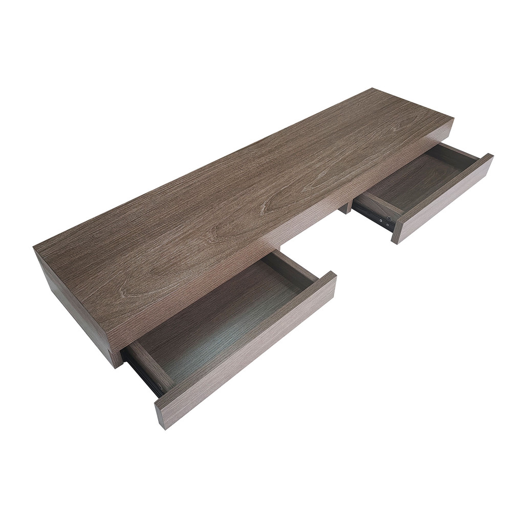 KASSA HOME แผ่นชั้นไม้ซ่อนขาปิดผิวเมลามีน ลิ้นชัก 2 ช่อง 90 ซม. Floating  รุ่น HT-TL2202-OK สีโอ๊ก