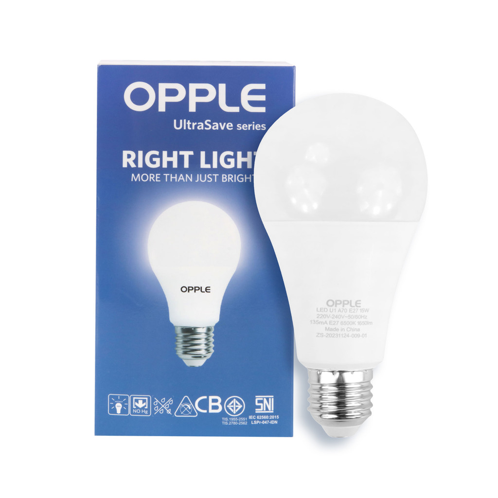 OPPLE หลอดไฟ LED E27 15W Daylight รุ่น LEDUSA70