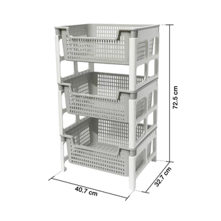 KASSA HOME ชั้นวางของพลาสติกอเนกประสงค์ 3 ชั้น รุ่น API-1030-M ขนาด 40.7 x 32.7 x 72.5 ซม. สีเทา