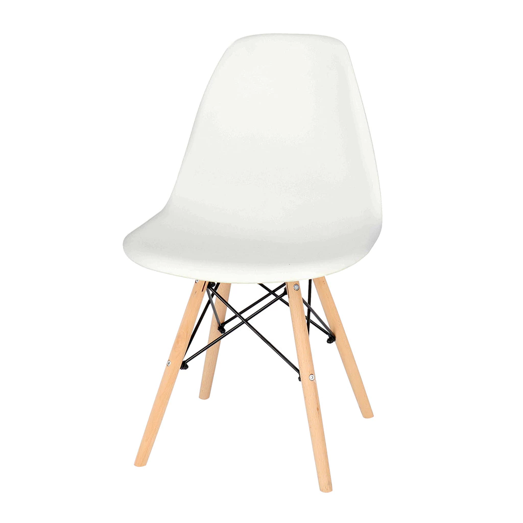 KASSA เก้าอี้ทานอาหารขาไม้ รุ่น 1028C-W สีขาว