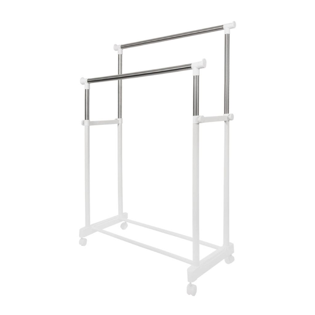 KASSA HOME ราวแขวนตั้งพื้นบาร์คู่ 0.90 ม. สเตนเลส รุ่น LT-0320 ขนาด 91 x 43 x (87-150) ซม.