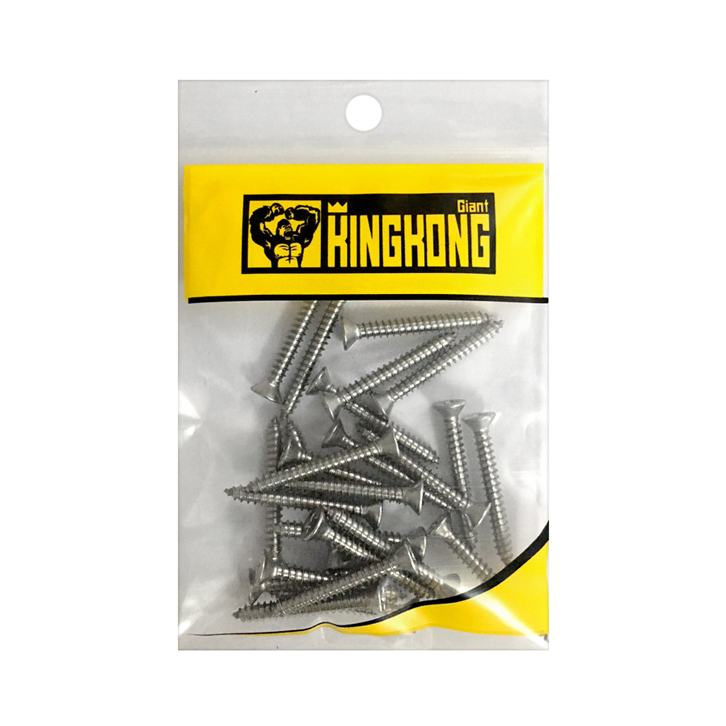 GIANT KINGKONG สกรูสเตนเลสเกลียวปล่อยหัวเรียบ/Flat รุ่น SSF-7114 ขนาด 7 x 1 - 1/4 นิ้ว (แพ็ค 25 ตัว)