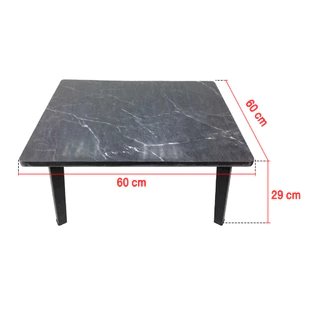 KASSA โต๊ะพับญี่ปุ่นลายหินอ่อน ขนาด 60 x 60 ซม. สีดำ