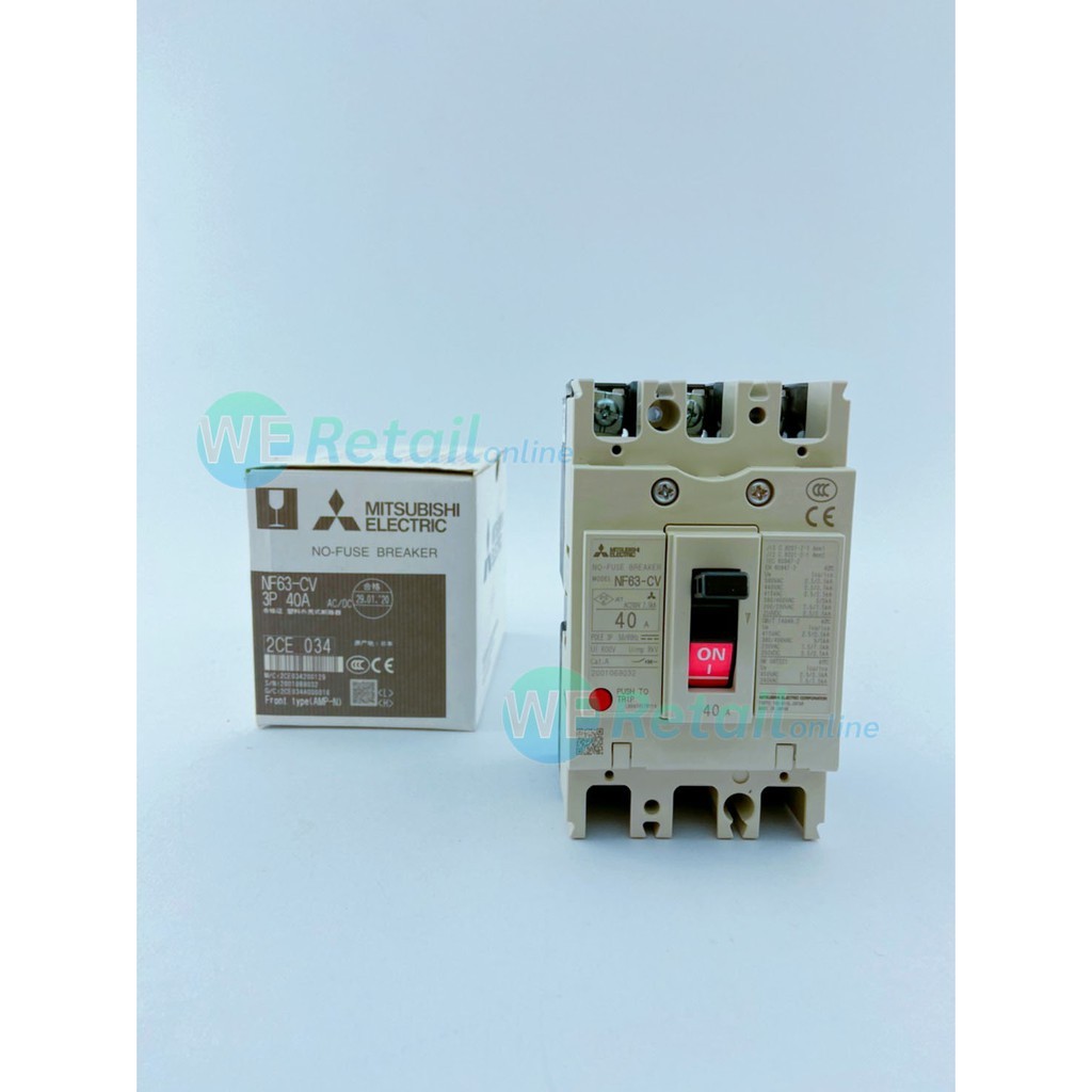 เบรกเกอร์ Mitsubishi  รุ่น NF63CV 3P 40A   พิกัดกระแสลัดวงจรสูงสุด 380V 7.5kA