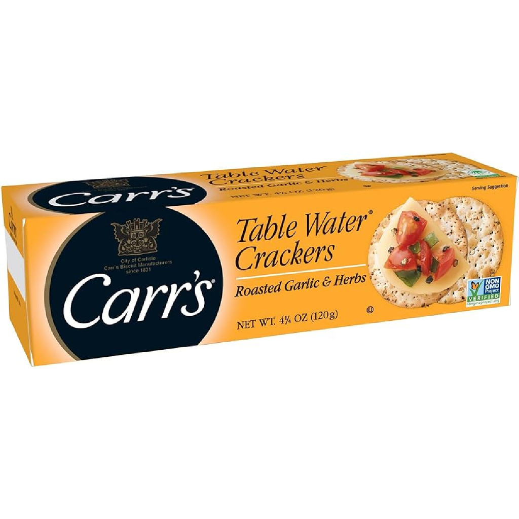 แครกเกอร์อบรสกระเทียมและสมุนไพร Carr Table Water Garlic 120G