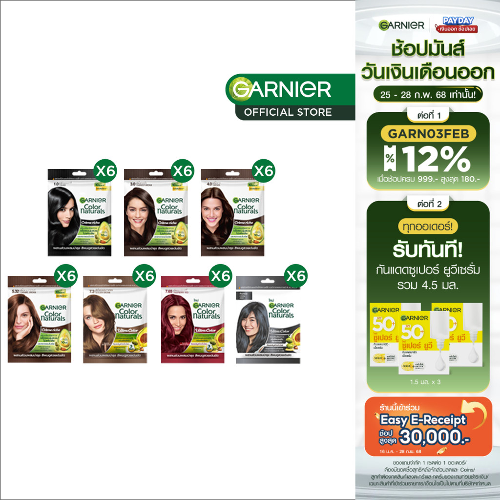 การ์นิเย่ คัลเลอร์ แนทเชอรัลส์ x6 | Garnier Color Naturals x6 (สีผม,ย้อมผม,Garnier Hair Color)