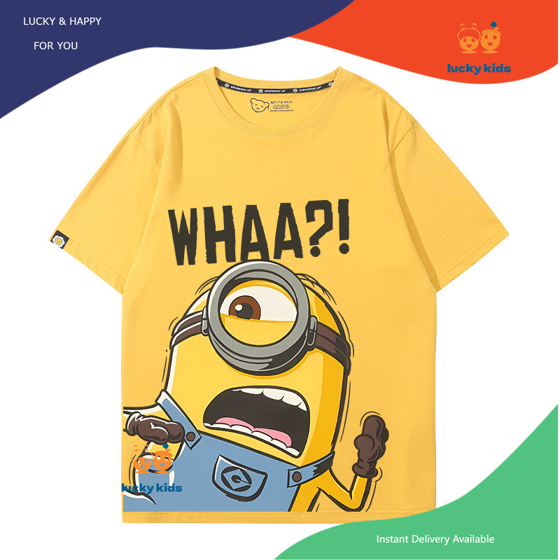 🔥 เสื้อยืดเด็ก MINIONS-12 ระบายอากาศได้สบาย 🍃 ผ้าฝ้าย 100% มีความยืดหยุ่นไม่ง่ายที่จะเปลี่ยนรูปไม่จางหาย 🌈LUCKY KIDS